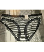 Auden Bikni Bottom Panty Women&#39;s XL Striped Lace Cotton Blend Pull On (ABA) - $9.49