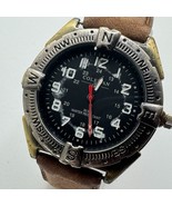 Coleman Quartz Watch 40-251 Men Silver Bronze Leather ~For Parts Repair - $27.89 CAD