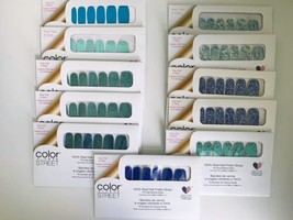Color Street Nail Strips Lot Of 11 Blues Sparkles Solids Mermaid Water A... - £43.46 GBP