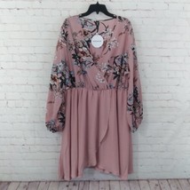 Shein Vcay Dress Womens 4XL Pink Floral Long Sleeve V Neck Splice Elastic Waist - £19.65 GBP