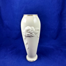 Lenox Rose Blossom Bud Vase Ivory Porcelain 24k Gold Trim 6&quot; Tall Vintage - £6.75 GBP