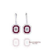 Platinum 950 Dangling Natural Ruby and Diamond Earring - $9,801.00