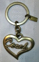 Coach 92069 Brass Script Heart Keychain Handbag Charm Rare HTF - $59.00