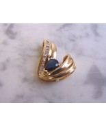 Womens Vintage Estate 14k Gold Diamond Sapphire Pendant 3.3g E916 - £263.31 GBP