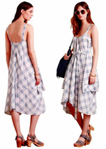 Anthropologie Country Charm Dress Medium / Large 6 8 10 12 Blue White Plaid NWT - £53.13 GBP