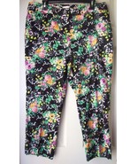 New Laundry By Shelli Segal Women Floral Stretch Capri Pants Black Size 12 - $65.63 CAD