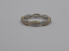 Diamonique Cubic Zirconia Two-Tone Twist Eternity Band, Sterling &amp; 14k Plated - £21.72 GBP