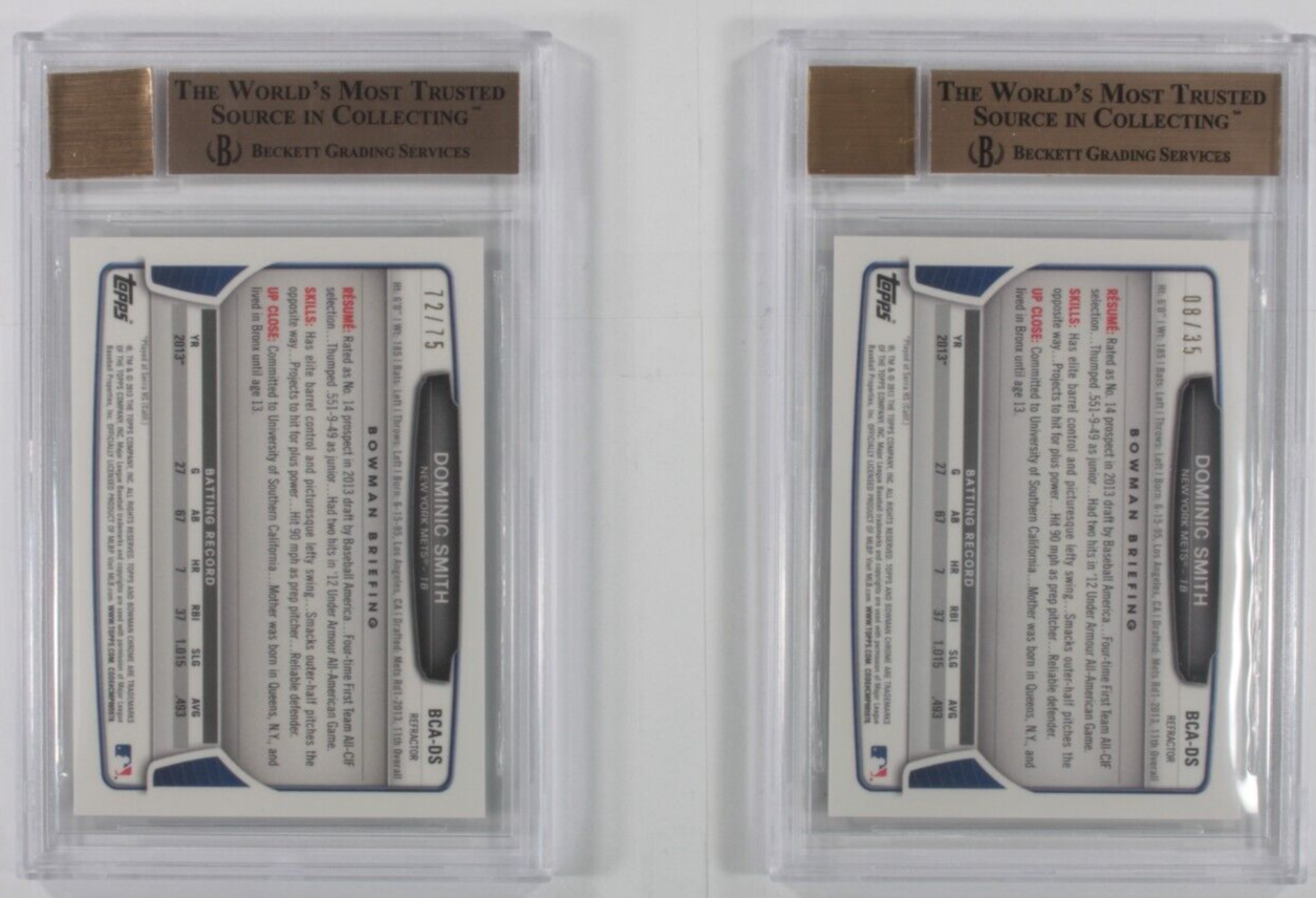 Lot Of 2 BGS 9.5 2013 Bowman Chrome Draft Dominic Smith W/Refractors #BCA-DS Item image 2