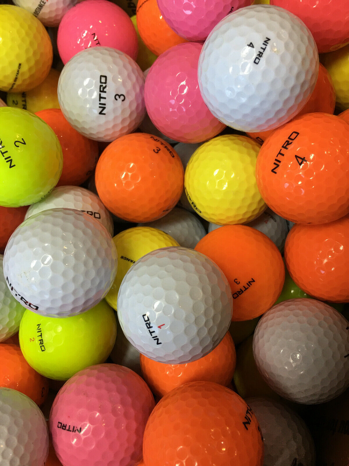 Primary image for Nitro golf balls ....75 Near Mint AAAA Used Golf Balls...Assorted Colors