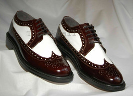 Handmade Men&#39;s Leather Wingtip Spectator Oxfords Dress Two Tone Formal Shoes-657 - £176.39 GBP