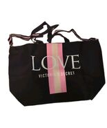 Victoria's Secret Love Weekender Large Tote Bag Black Pink Stripes New - $27.85