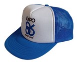 Vintage Expo 86 Vancouver Snapback Trucker Mesh Snapback Hat Cap Blue Wi... - $9.76