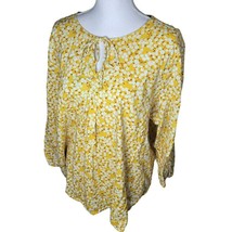 St Johns Bay Floral Blouse Peasant Yellow Orange Flowers Womens XL - £13.84 GBP