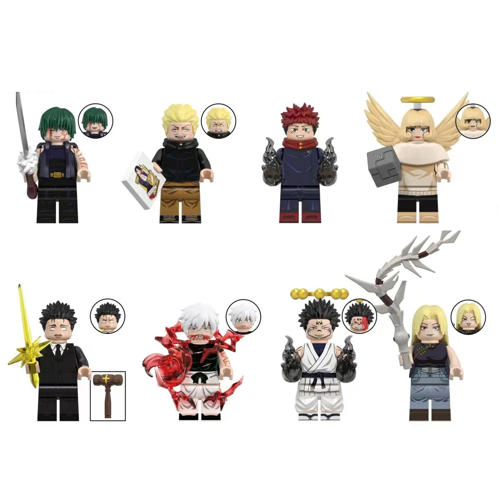 Jujutsu Kaisen Zenin Maki Hakari Kinji Kurusu Hana 8Pcs Minifigures Building Toy