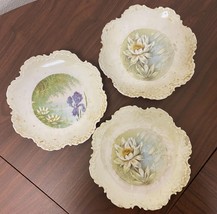 3 Monbijou Bavaria Water Lilly/Lotus Antique Plates - £14.99 GBP