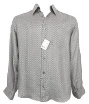 NEW $1075 Brioni Silk Shirt! Sm  *Silvery Gray &amp; White Brushed Pattern*  *Sheen* - £361.66 GBP