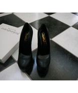 NIB 100% AUTH YSL Black Leather Tributoo Pumps Shoes Sz 37.5 $795  - £373.58 GBP