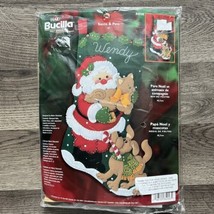 Bucilla Felt Stocking Kit 84948 Santa &amp; Pets Dog Cat Christmas 18&quot; New Sealed - £27.65 GBP