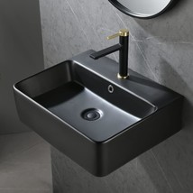 Ikebana Wall Mount Sink Black, Vessel Bathroom Sink 21&quot;X 17&quot;, Modern Flo... - £152.73 GBP