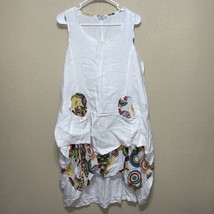 COMPTOIR DU LIN DRESS WHITE MULTI 100% LINEN SZ S NEW - £55.15 GBP