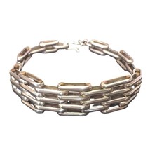  Women&#39;s Sterling Silver 925 Bracelet Antique Link Chain Art Deco - £61.77 GBP