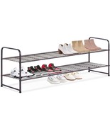 Stackable Wide Shoe Storage Organizer 18-Pairs Low Shoe Shelf For Entryway, - £28.32 GBP