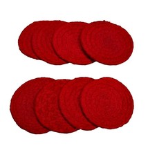 Drink Coasters Red Handmade Braided Coasters for Coffee Table 4 Inch Chr... - £6.78 GBP