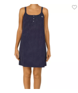 Ralph Lauren Womens Cotton Night Gown Sz M Navy Blue White Polka Dot Sle... - £35.24 GBP