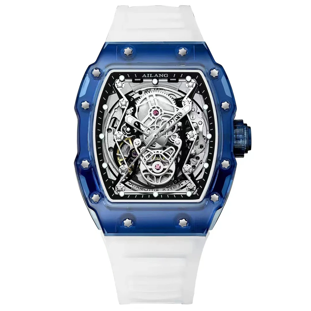 AILANG New Designer  Tonneau Mechanical Watch Men   Skeleton Automatic  Mens   W - £136.84 GBP