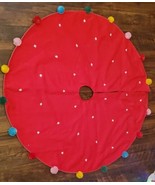 Target Wondershop Pom Pom Christmas Tree Skirt Red &amp; Multi 48” Round Fau... - £24.53 GBP