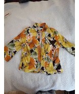 Coldwater Creek size 12 yellow orange green floral open front jacket - $19.18 CAD