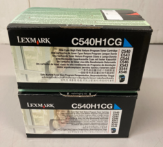 (2) Genuine Lexmark C540H1CG HIGH YIELD  Toner Cartridge Cyan - New/Sealed - $24.95