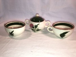 Stangl Thistle 2 Cups And Sugar Bowl With Lid Mint - £11.94 GBP