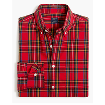 J. Crew Factory Mens Holiday Tartan Plaid Flex Classic Shirt | MED Red Black NEW - £25.86 GBP