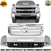 Front Bumper Face Bar Chrome &amp; Grille Assembly 2007-2010 Silverado 2500H... - £709.79 GBP