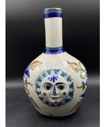 Erandi Tonala Tequila Tumble Up Folk Art Jug Sun Face Florals 11.5” Ceramic - $1,684.65 MXN