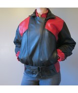 Black Widow Leather Motorcycle Jacket Vintage 90s Black & Red Bomber Women's 8