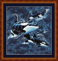 ORCAS UNDERWATER - pdf x stitch chart Original Artwork © Steven Michael ... - $12.00