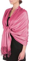 Pink - 78X28 2PLY Pashmina Solid Silk Shawl Wrap Cashmere Stole Scarf - £14.93 GBP