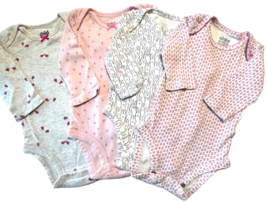 Baby Girl  0-3 month Long sleeve One piece shirts lot of 4 Child of Mine... - £4.66 GBP