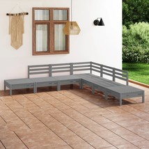 7 Piece Garden Lounge Set Solid Pinewood Grey - £181.15 GBP