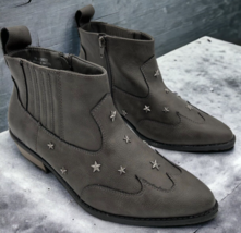 Cato Comfort Women&#39;s Star Studded Gray Faux Leather Ankle Boots size 7 - $12.83