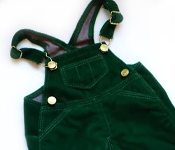 1998 American Girl Doll of Today Holiday Bib Green Velvet Overalls Pleasant Co - $29.69