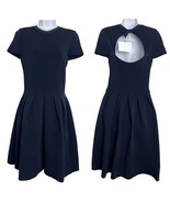 Valentino Ribbed Cutout Bow Dress Size Medium in Navy fit &amp; flare Mini - €154,50 EUR