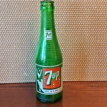 Collectible 1950 Mid-Century Seven-Up Logo Green 7 ounce Bottle 8 x 3 inch IOWA - £5.22 GBP