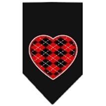 Argyle Heart Red Screen Print Bandana Black Small - £9.26 GBP