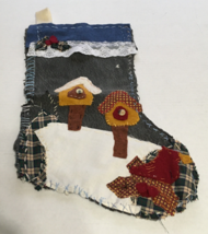 Handmade upcycled Christmas stocking primitive country farmhouse cottage decor - £15.25 GBP