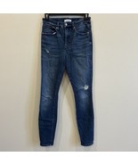 Good American Good Waist Distressed Skinny Blue Jean Womens 4/27 Great C... - $47.21 CAD
