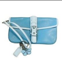 Coach Blue and White Leather Womens Wristlet w Butterfly and White Signature Tag - £38.99 GBP