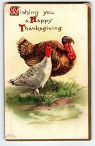 Ellen Clapsaddle Thanksgiving Day Greetings Postcard Turkeys Internation... - $5.66